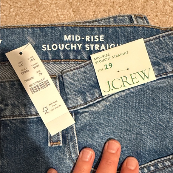 J. Crew Mid rise slouchy straight  Relaxed Fit Denim Jeans new with tags - Picture 2 of 3